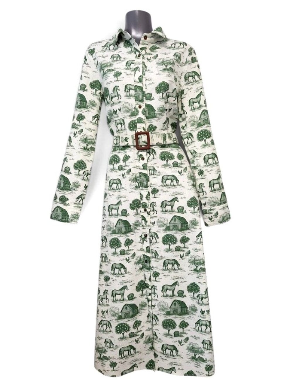 Kiel James Patrick Stonewall Pasture Flannel Dress Belted KJP Midi Maxi - Picture 3 of 15